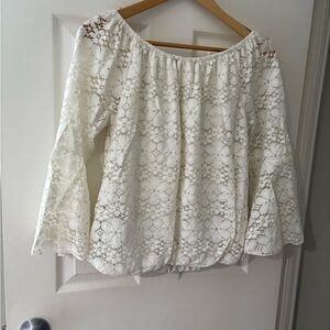 Trovaire lace lined bell sleeve shirt size large off shoulder boho